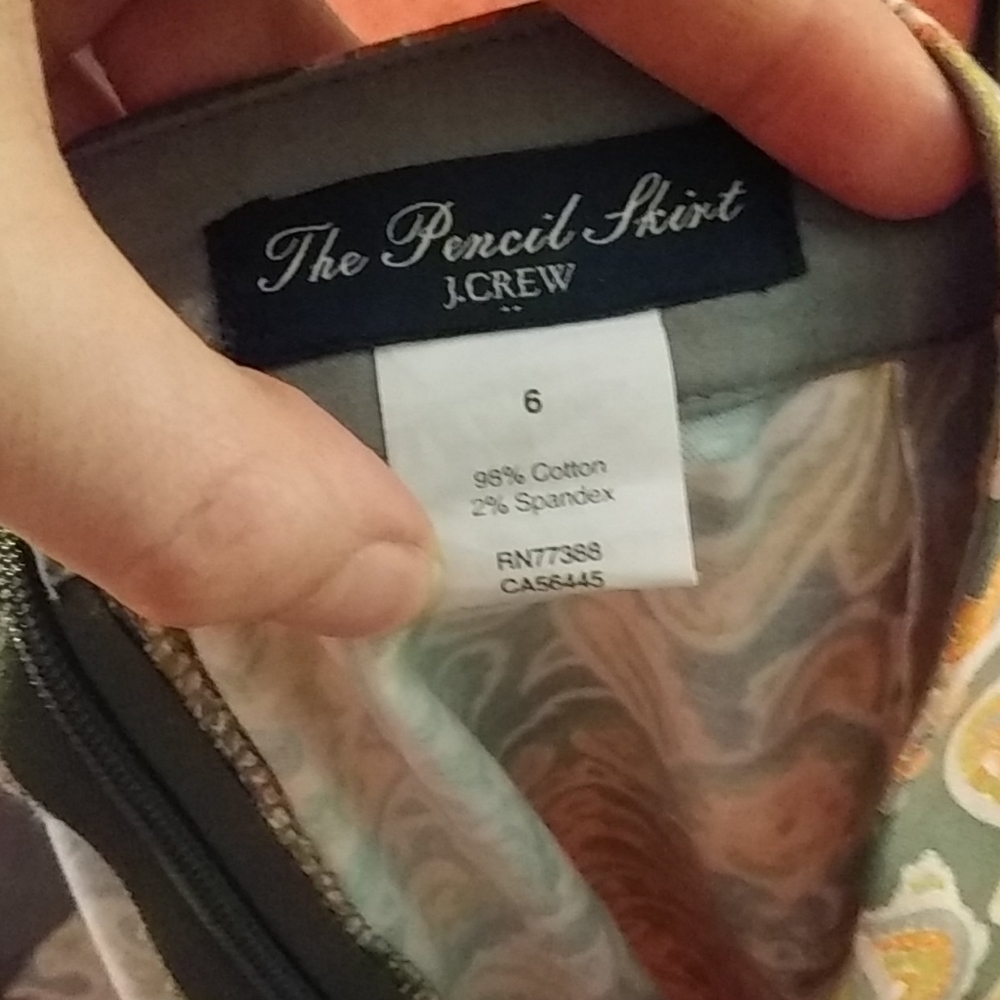 J. crew sz 6 paisley pencil skirt